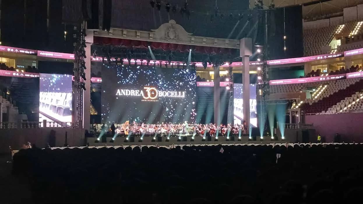 Andrea Bocelli concert stage and auditorium at Lusail Multipurpose Hall