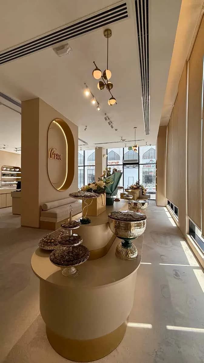 L'Arc display plinths beneath pendant lighting