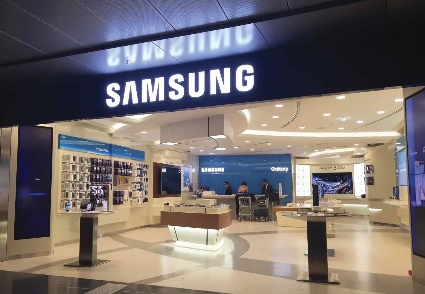 Samsung storefront signage at Qatar Duty Free