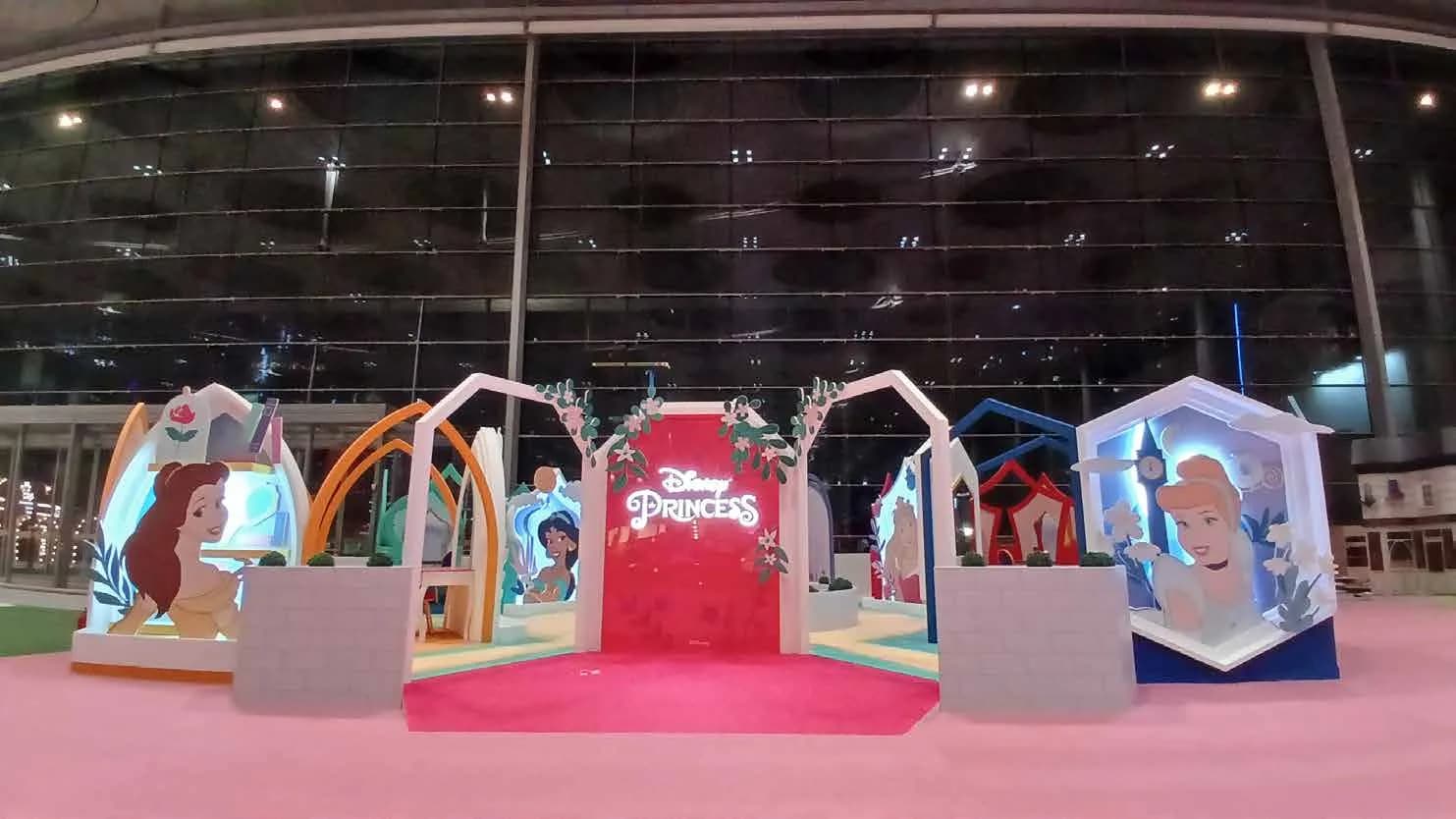 Disney Princess activation with illuminated arches and character panels