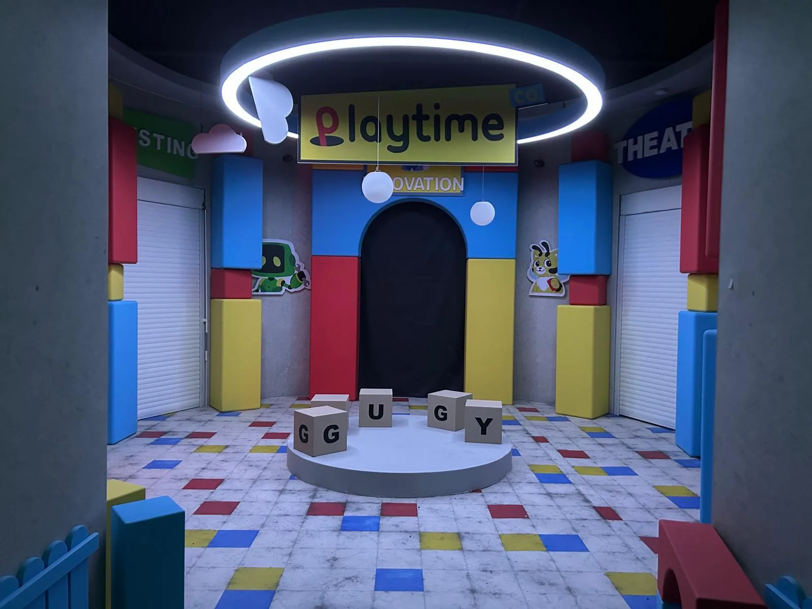 Playtime activation entrance with ring light and building-block portal