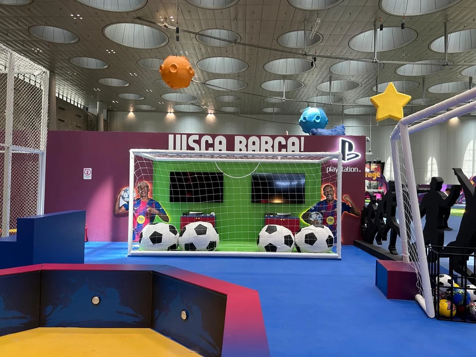 FC Barcelona football skills zone with goal and turf