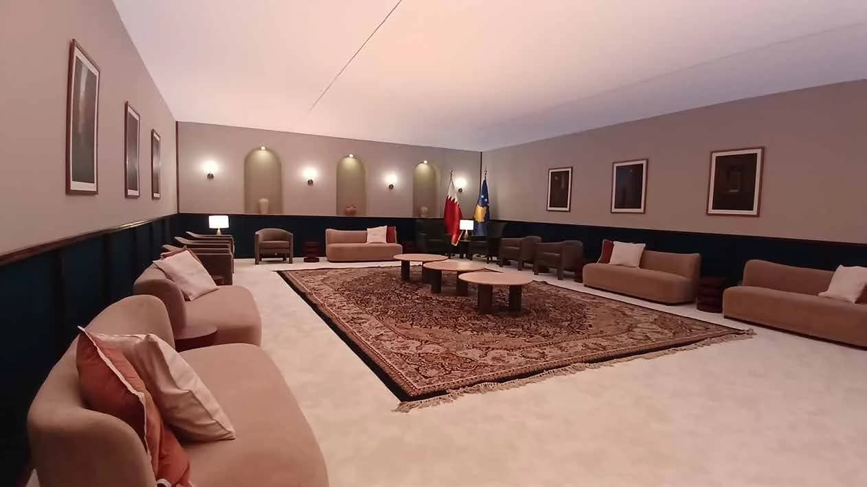 Web Summit 2024 VIP majlis with perimeter seating and framed artwork