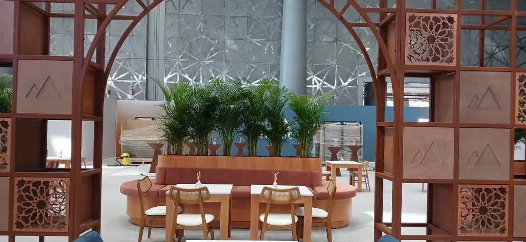 Arched timber and steel screens built for the Web Summit VIP majlis