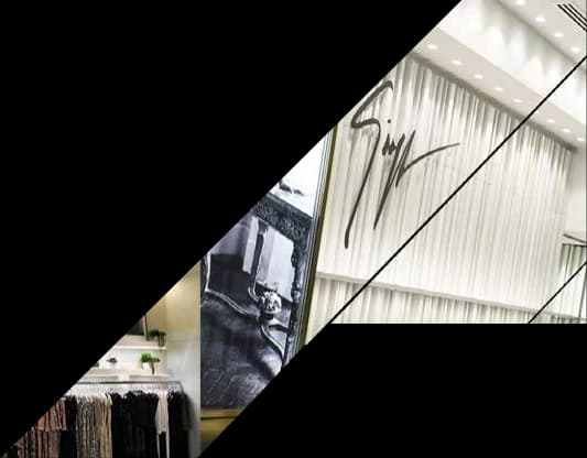 Fashion retail floor with feature artwork and display fixtures
